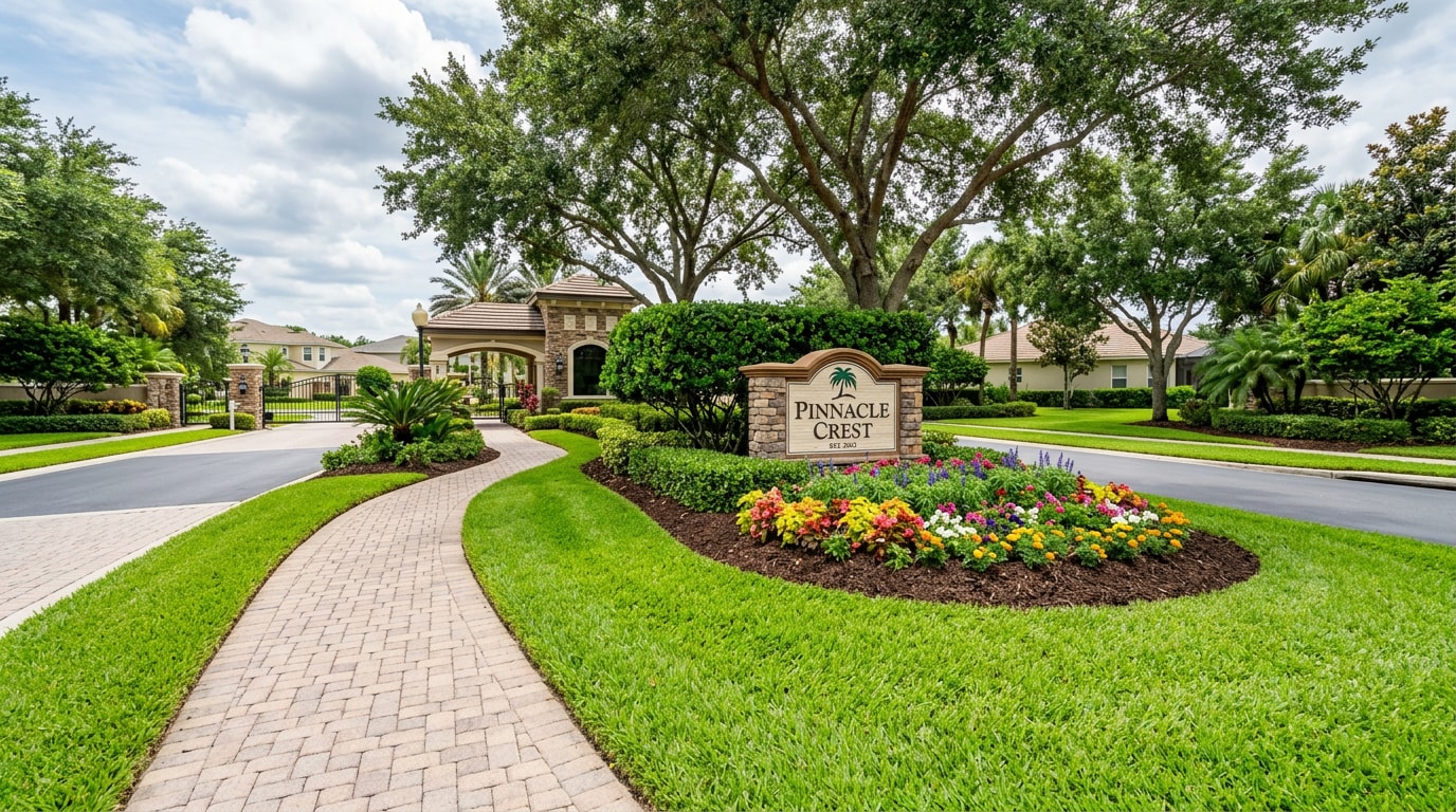 Well-maintained HOA community entrance landscaping in Winter Park, FL Well-maintained HOA community entrance landscaping in Winter Park, FL