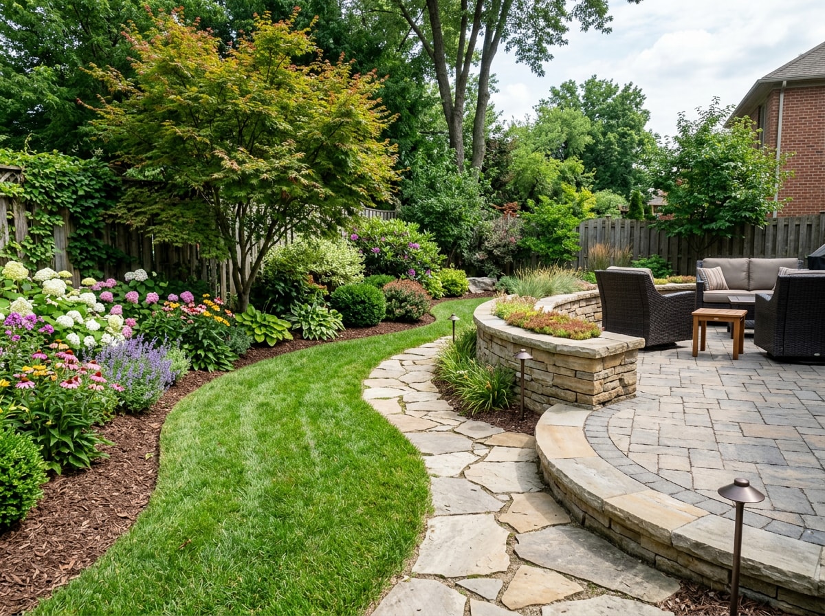 Diagram comparing softscape plant elements and hardscape structural elements in a typical Orlando yard